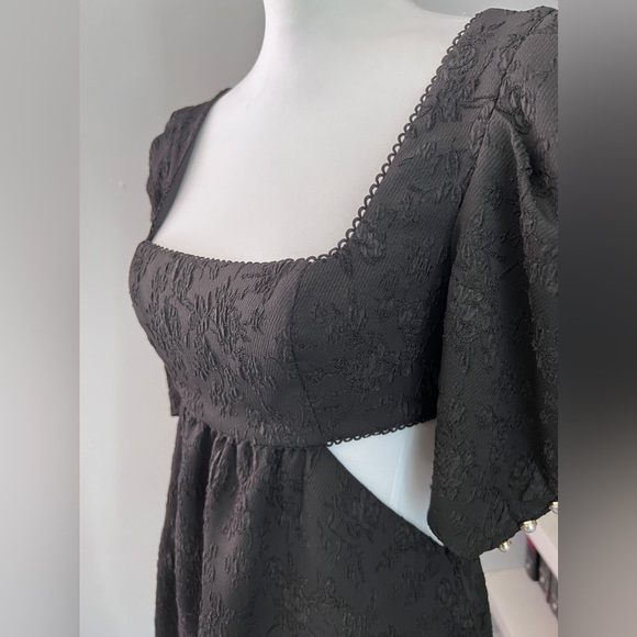 Majorelle Tillie Black mini dress with puffy sleeves and cut outs size small - Picture 3 of 16